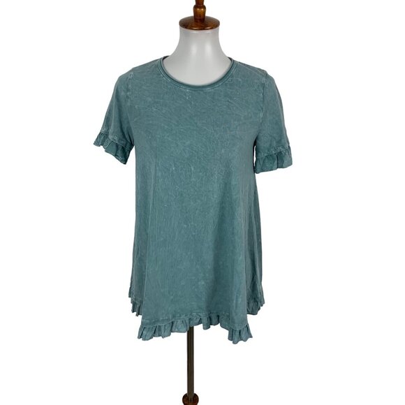 Altard State Top Small Blue Short Sleeve Boho Cottagecore Casual Chic - Picture 1 of 4
